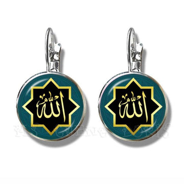RELIGIOUS GIFTS - Muslim Handmade 16mm Glass Dome Cabochon Charming Religious Stud Earrings For Women - The Jewellery Supermarket